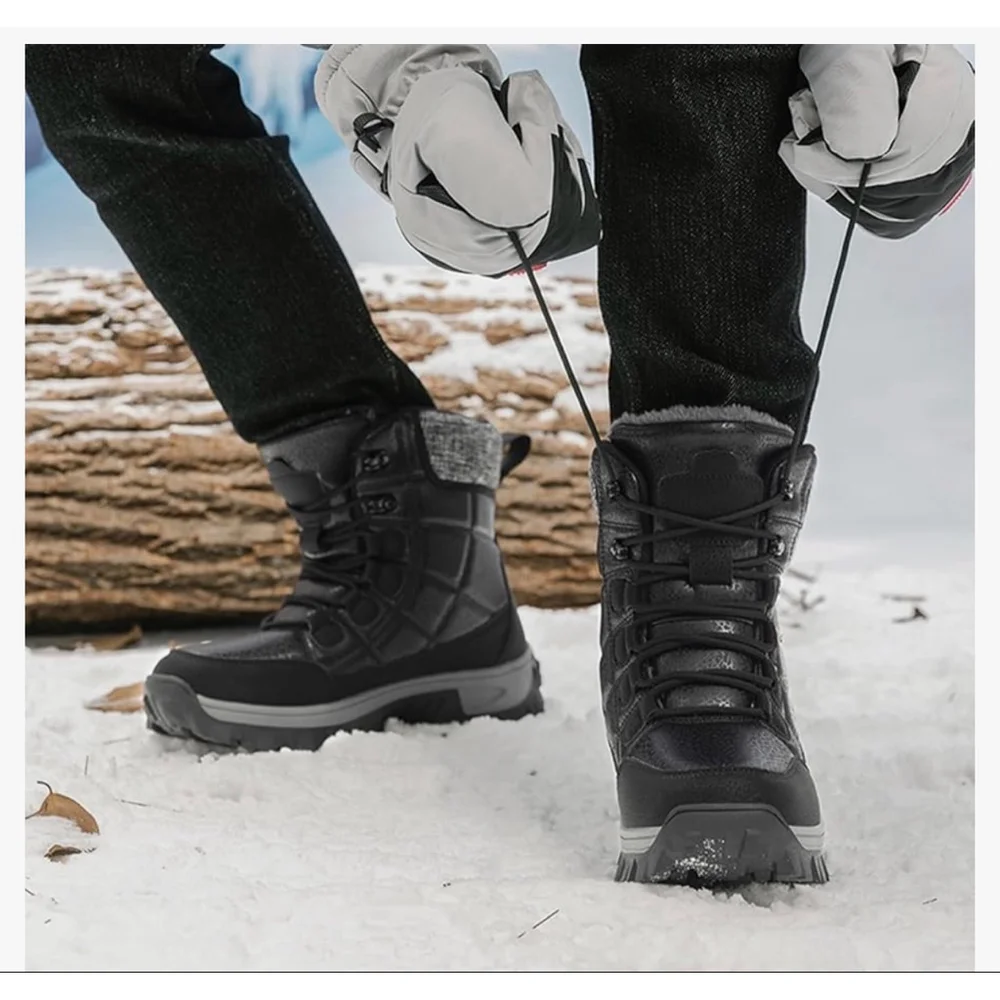 NEW Mens Classic Hiking Boots Adjustable Lace-Up High-Top Snow Boots 12